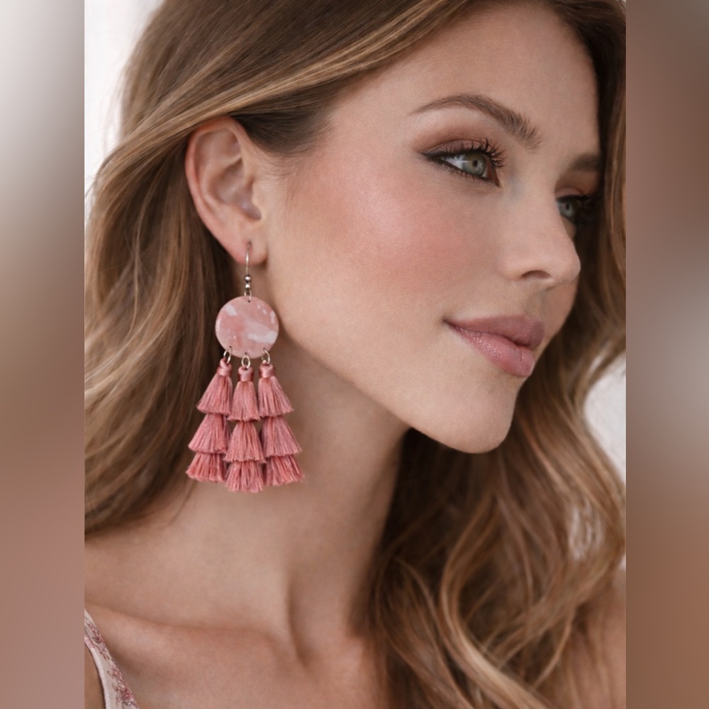 New Pink Tassel  Earrings